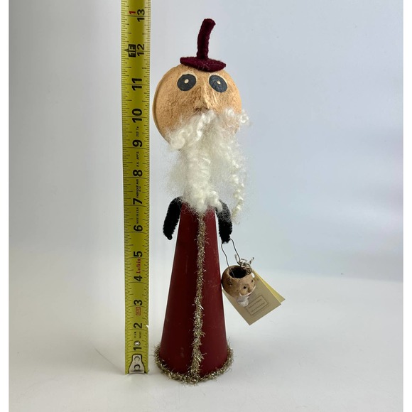 Vintage Santa Claus Tree Topper Santa With Cute Head Basket NWT 13" Hand Made - Picture 13 of 14